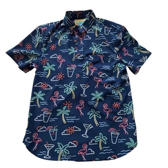 Greetings From The Weekend Other - Greetings From The Weekend The Nutter Mens Neon Tropical Flamingo Popover Shirt